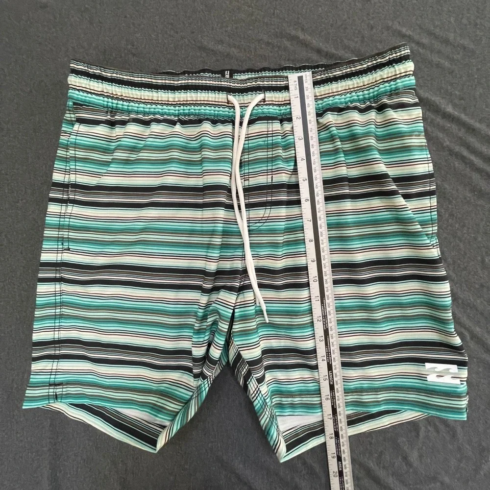 Billabong‎ Mens Striped Board Shorts Teal Green Black White Swim Trunks Large